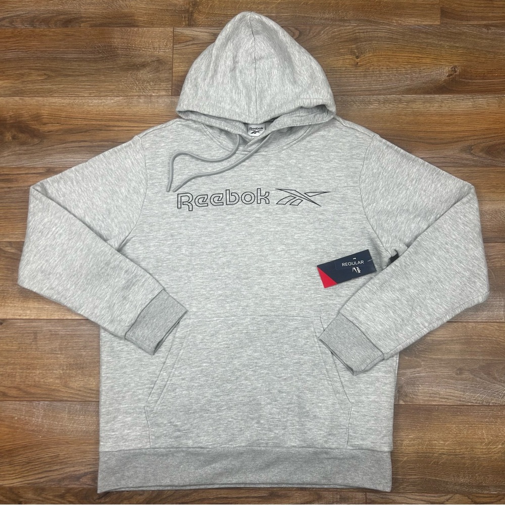 $55 REEBOK HD Outline CVC Hoodie Mens Large Grey Heather NWT